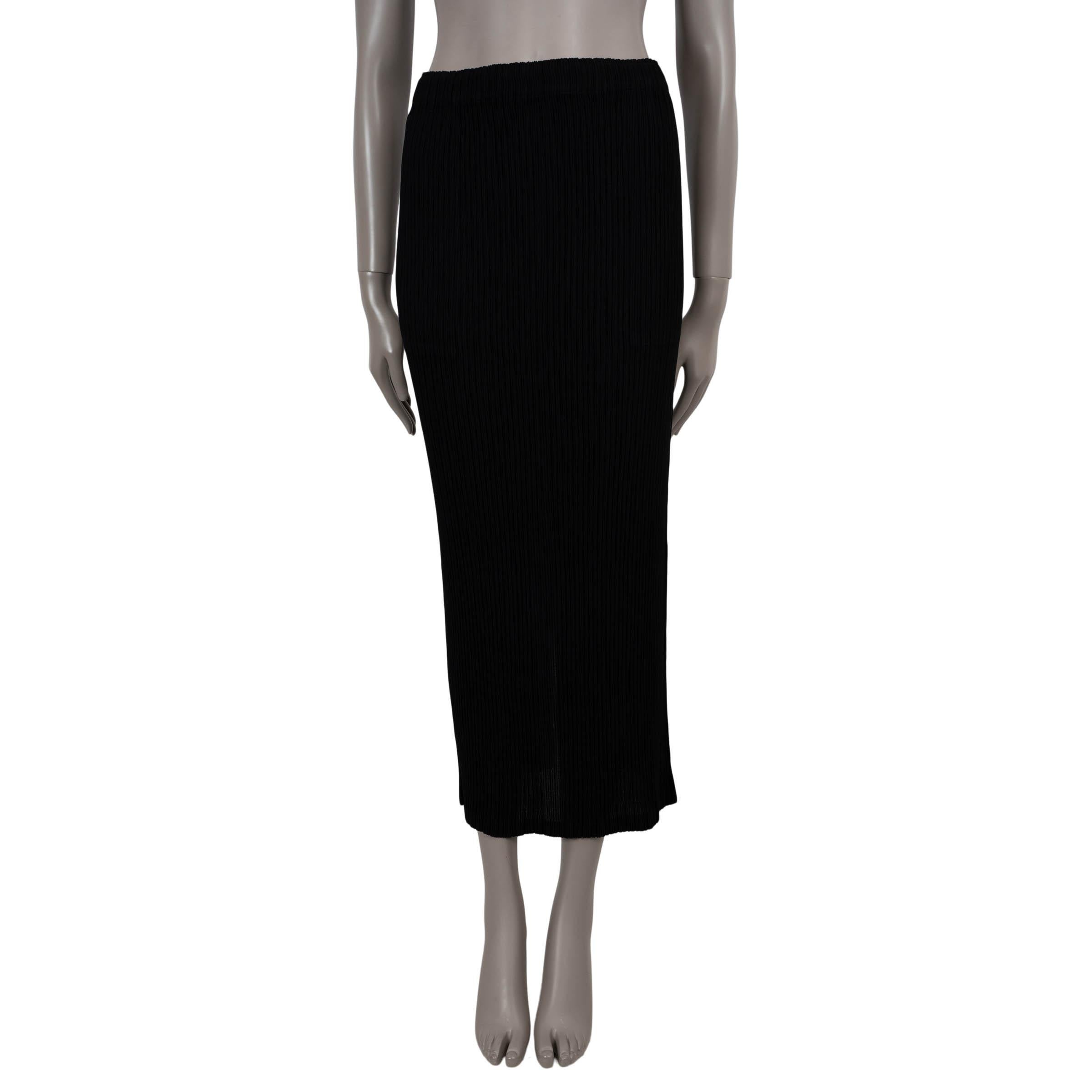 ISSEY MIYAKE poliéster negro HATCHING PLEATS MAXI Falda 3 L