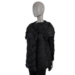 ISSEY MIYAKE black polyester PLEATED DRAPED WRAP Jacket 2 S