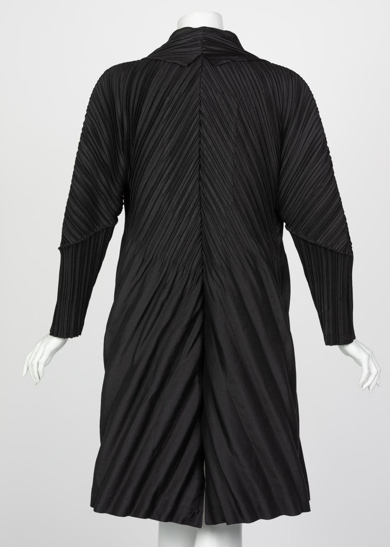 Issey Miyake Black Sculptural Pleated Cocoon Coat For Sale at 1stDibs ...