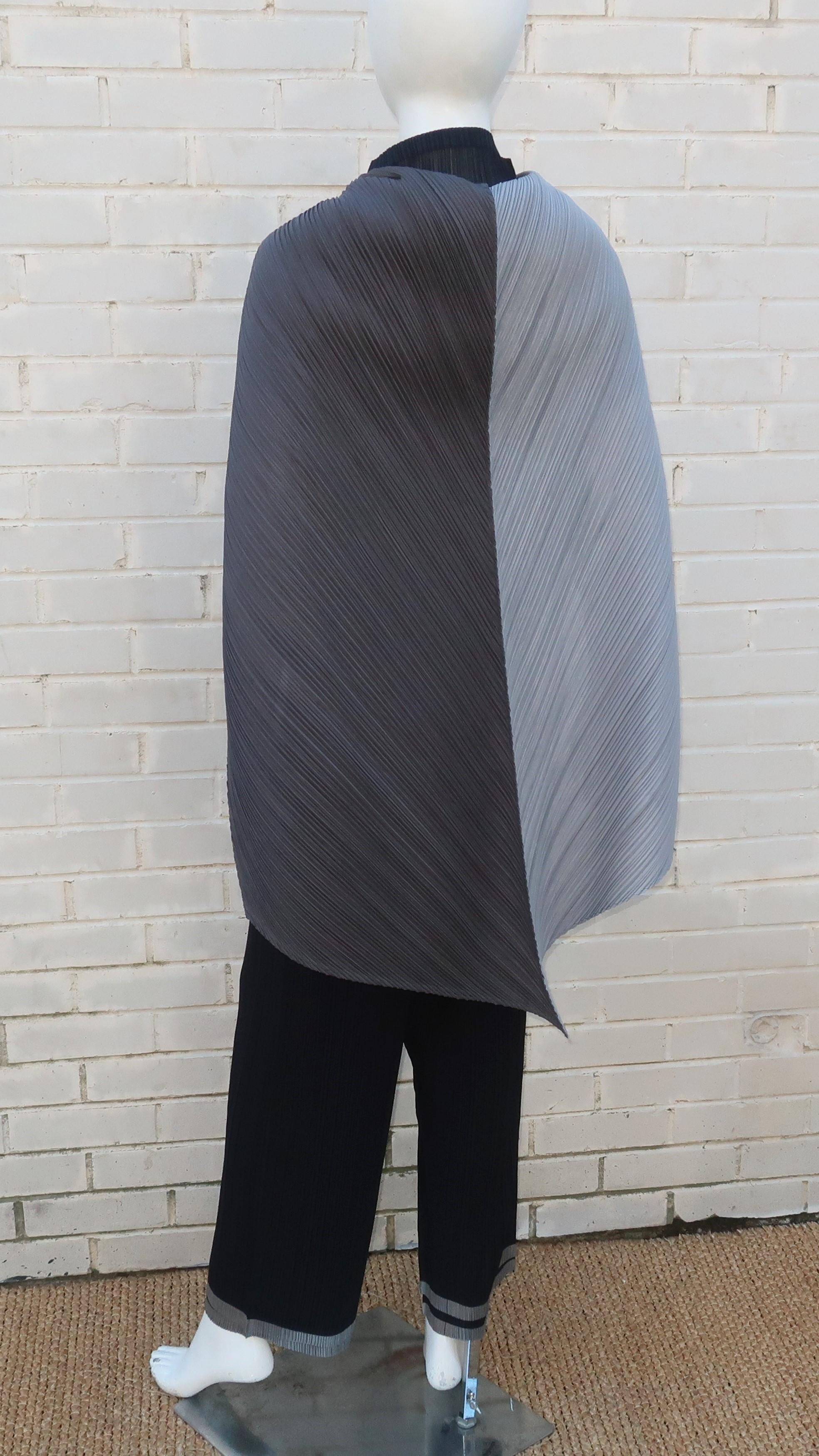 Issey Miyake Black & Silver 3 Piece Pants, Top, Scarf Ensemble 5