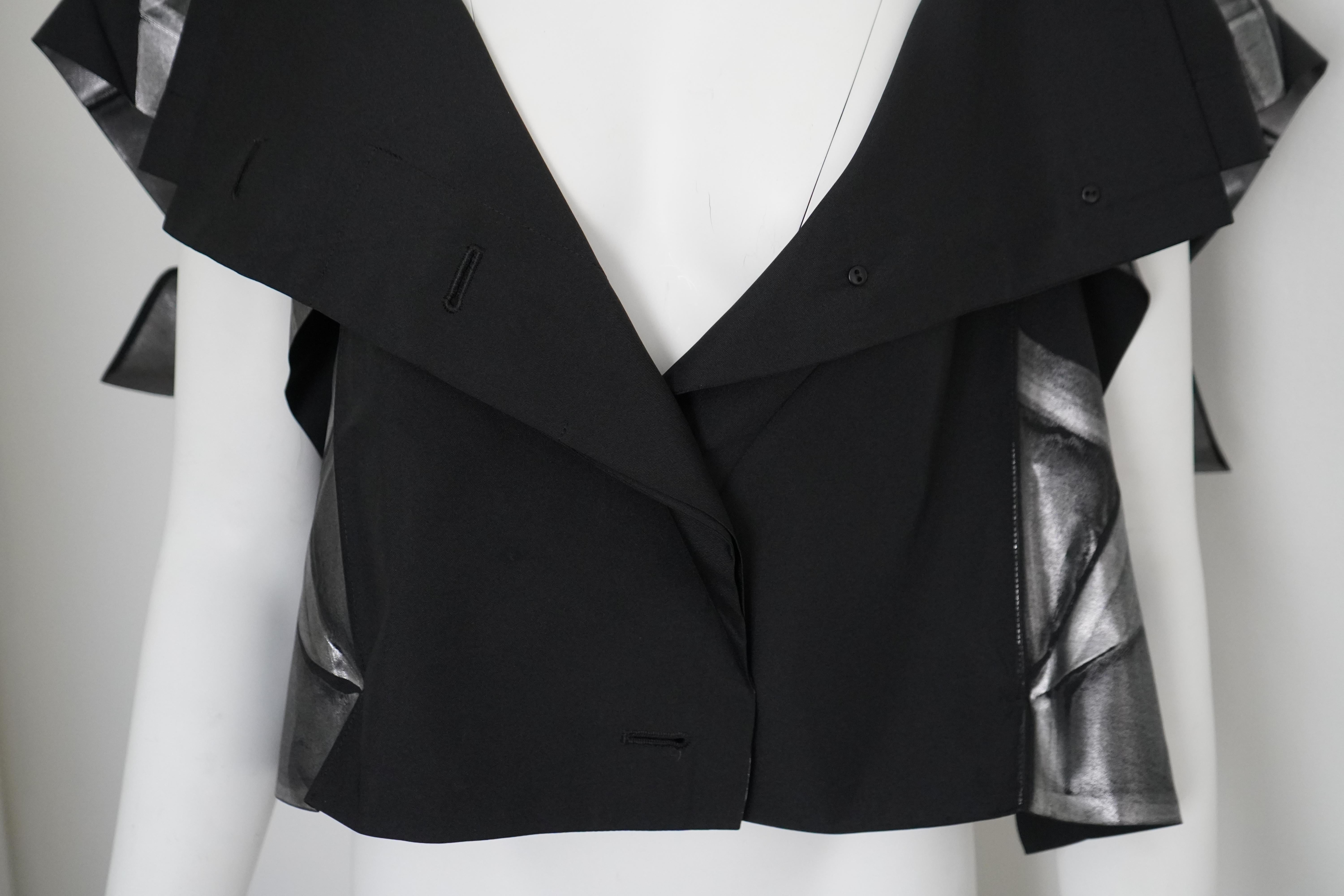 Issey Miyake Black & Silver Metallic buttoned top For Sale 1