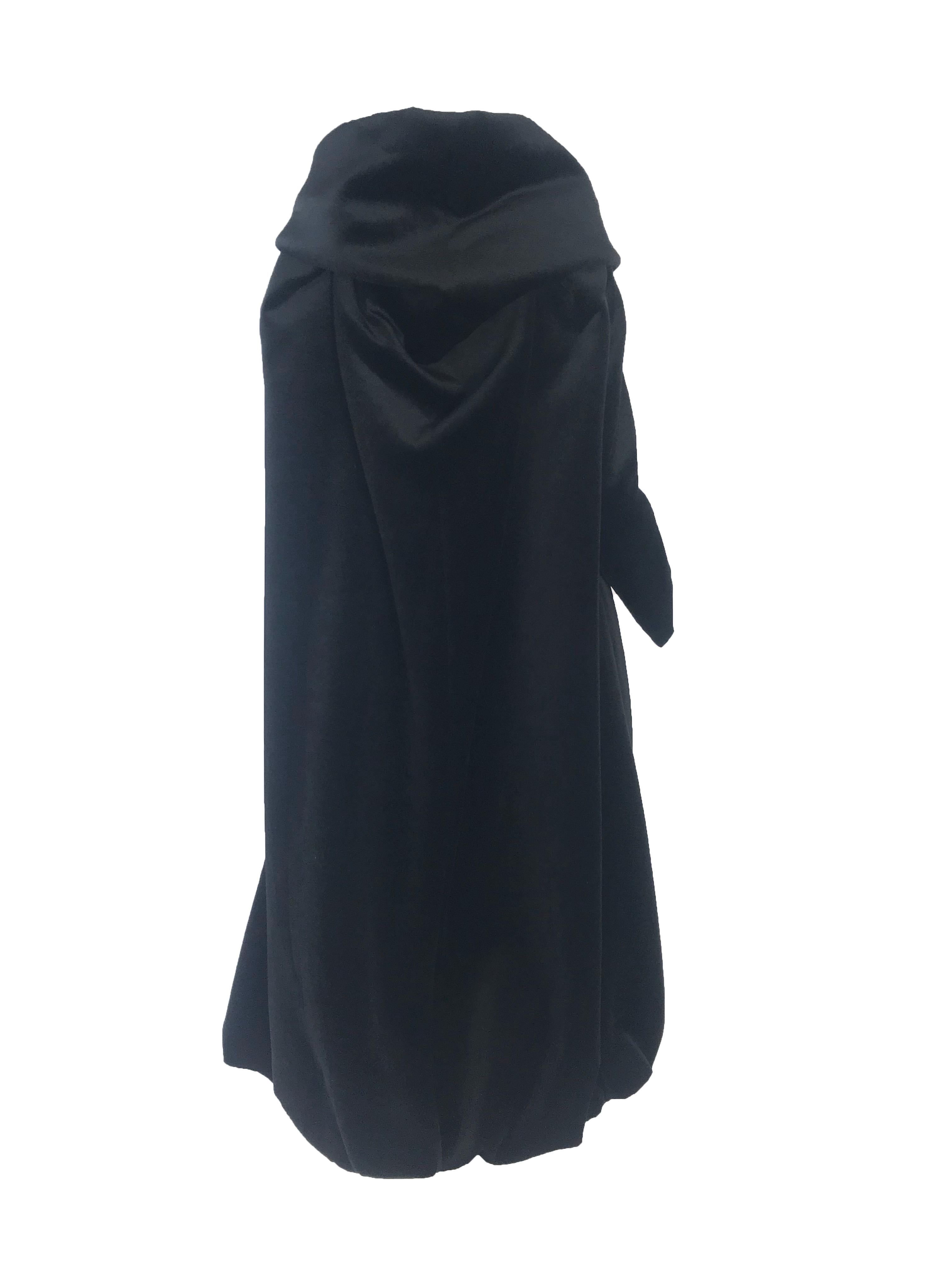 Women's Issey Miyake Black Velvet Cocoon Coat