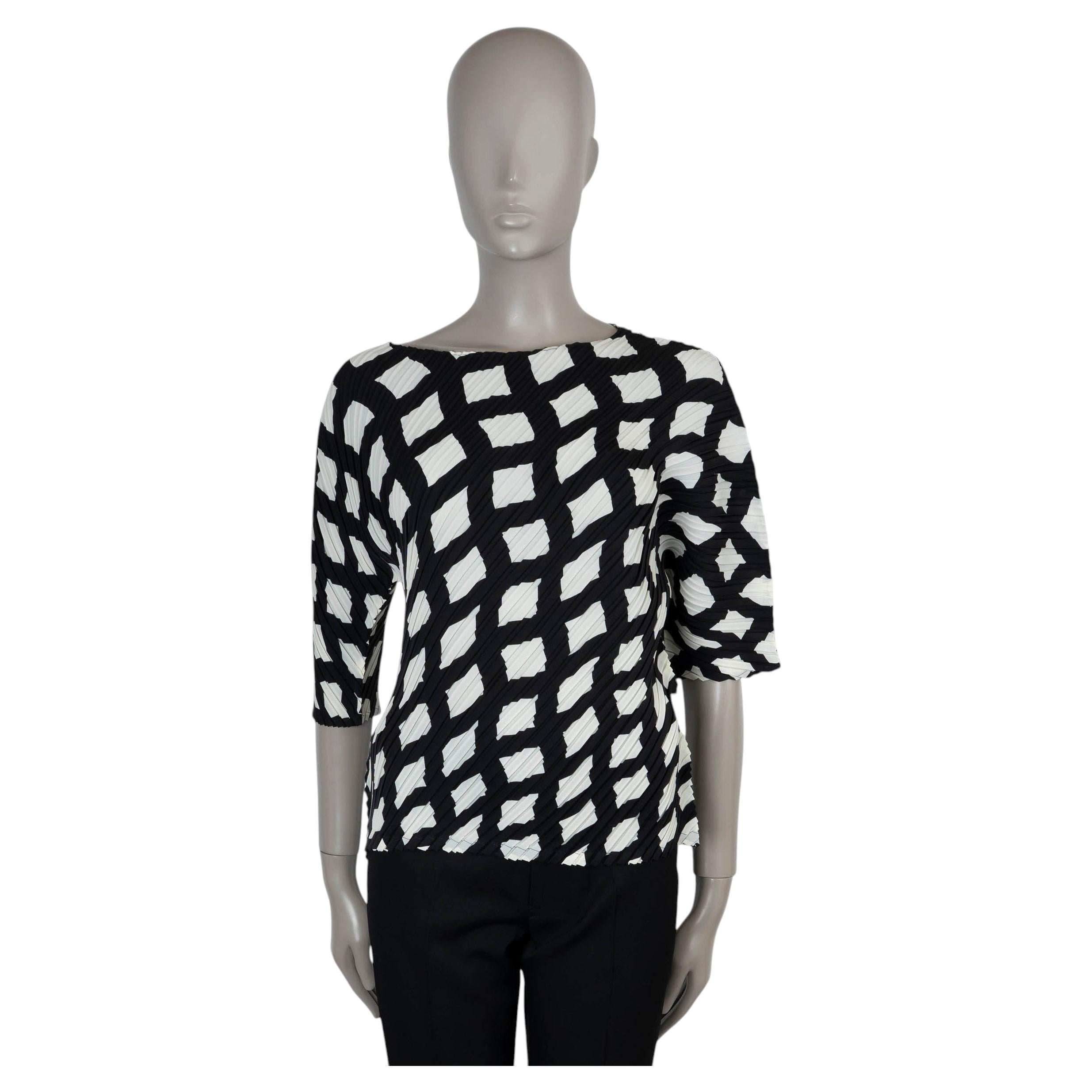 Issey Miyake Schwarz-Weiß-Polyester 2023 REITERATION Plissee-Oberteil 2 M