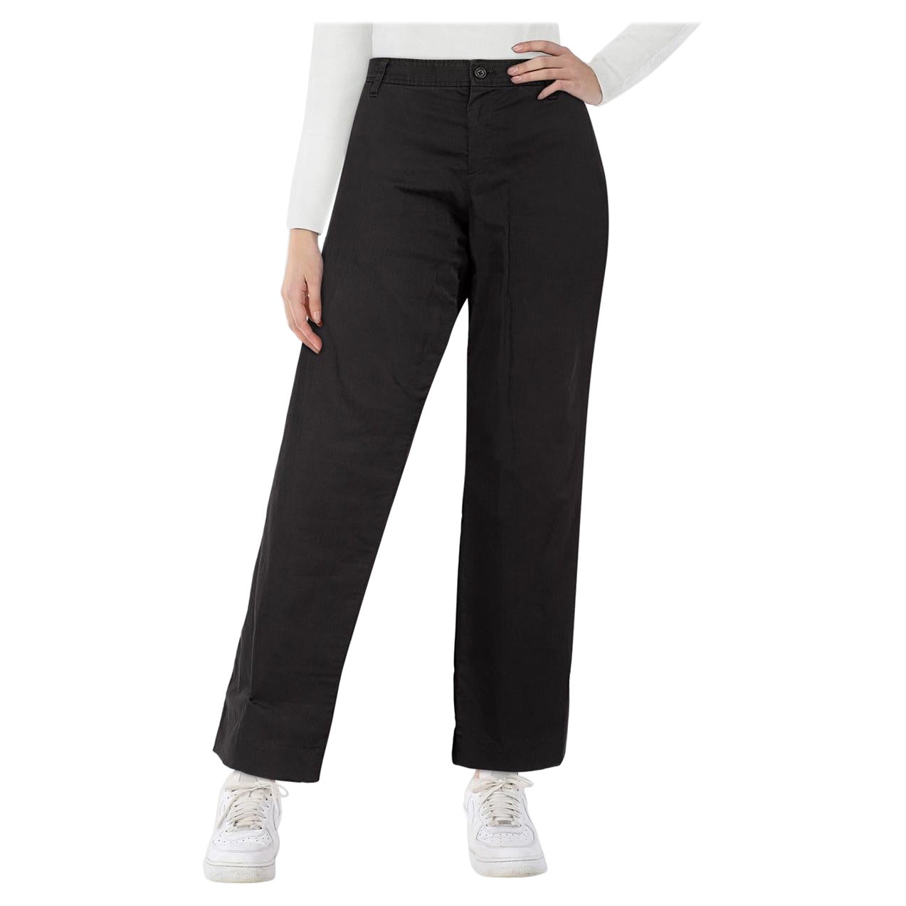 Issey Miyake - Pantaloni neri a gamba larga a vita media - taglia M.