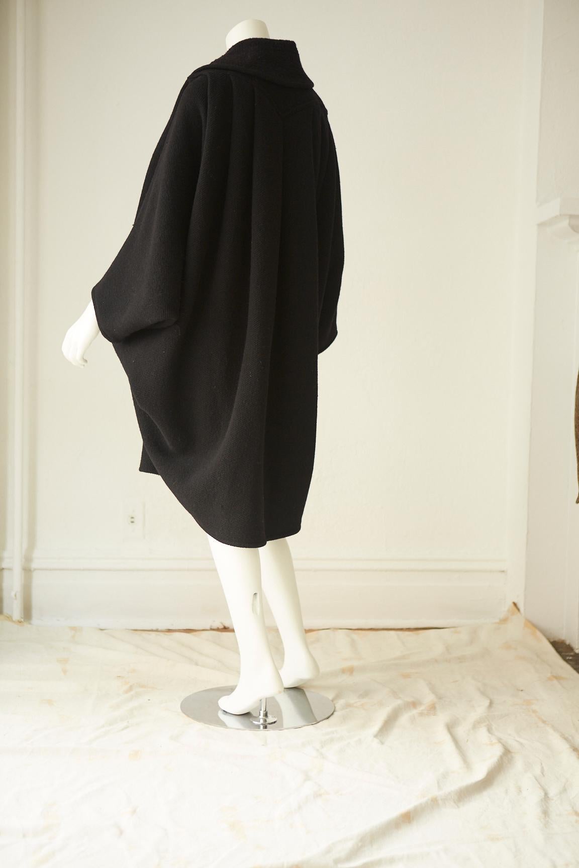 Rare Original Issey Miyake  Black Wool Butterfly Coat For Sale 5