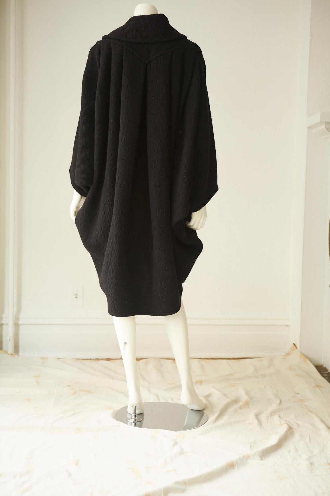 Rare Original Issey Miyake  Black Wool Butterfly Coat For Sale 6