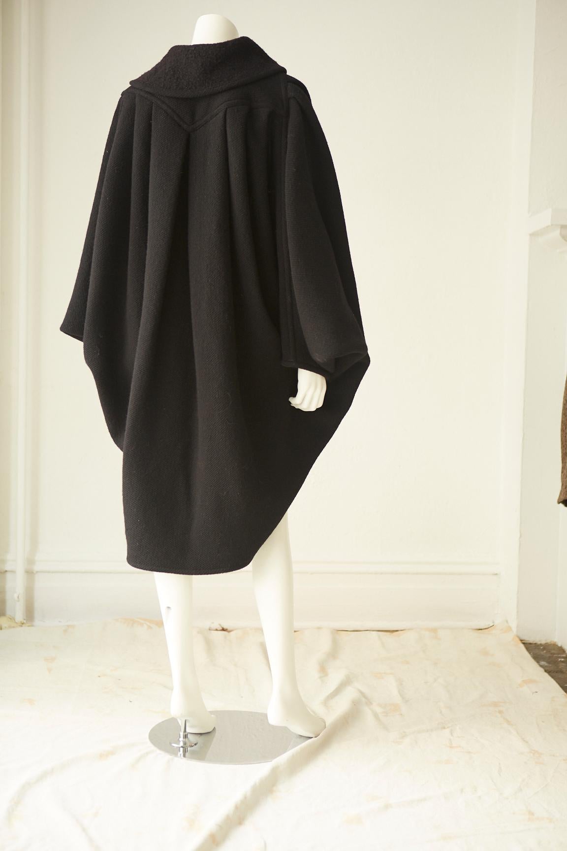 Rare Original Issey Miyake  Black Wool Butterfly Coat In Good Condition For Sale In New York, NY