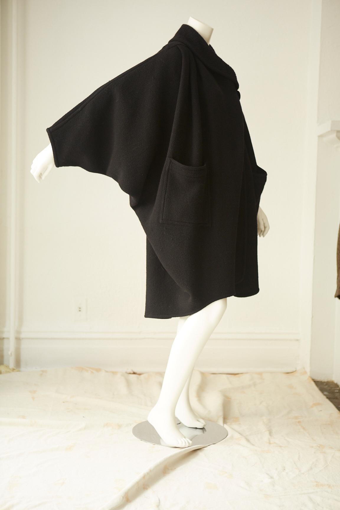 Rare Original Issey Miyake  Black Wool Butterfly Coat For Sale 2