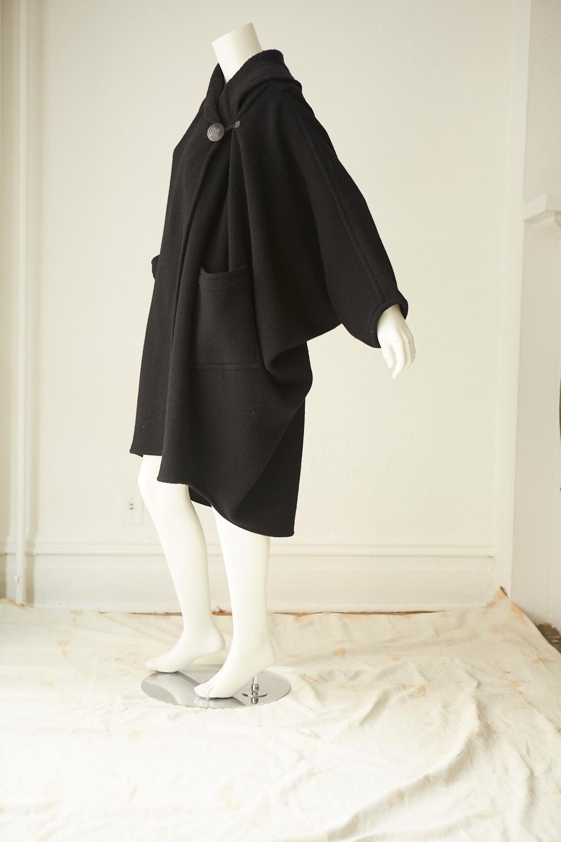 Rare Original Issey Miyake  Black Wool Butterfly Coat For Sale 4