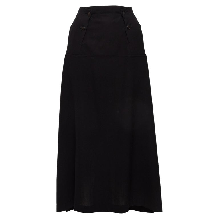 Issey Miyake Black Wool Maxi Skirt For Sale at 1stDibs