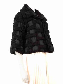 Issey Miyake Black Wool Pattern Cropped Jacket Size S