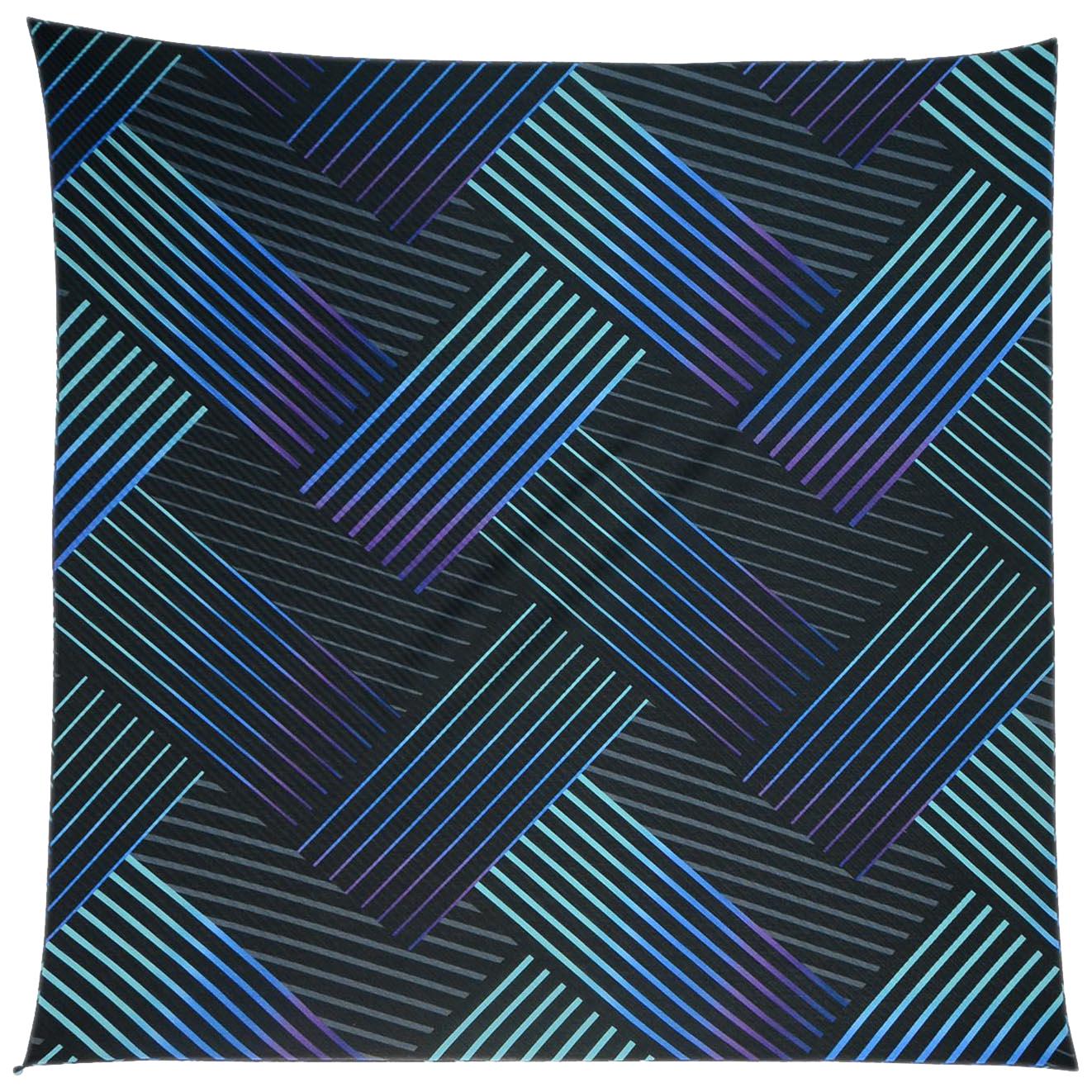 Issey Miyake Blue/Black Pleated Patterned Scarf W/ Button