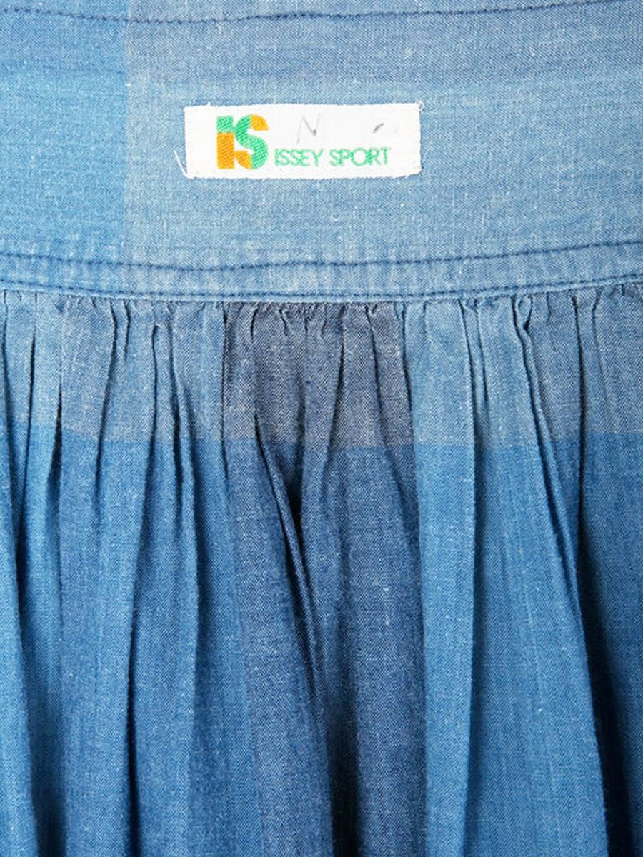 Issey Miyake Blue Cotton Check Skirt  1