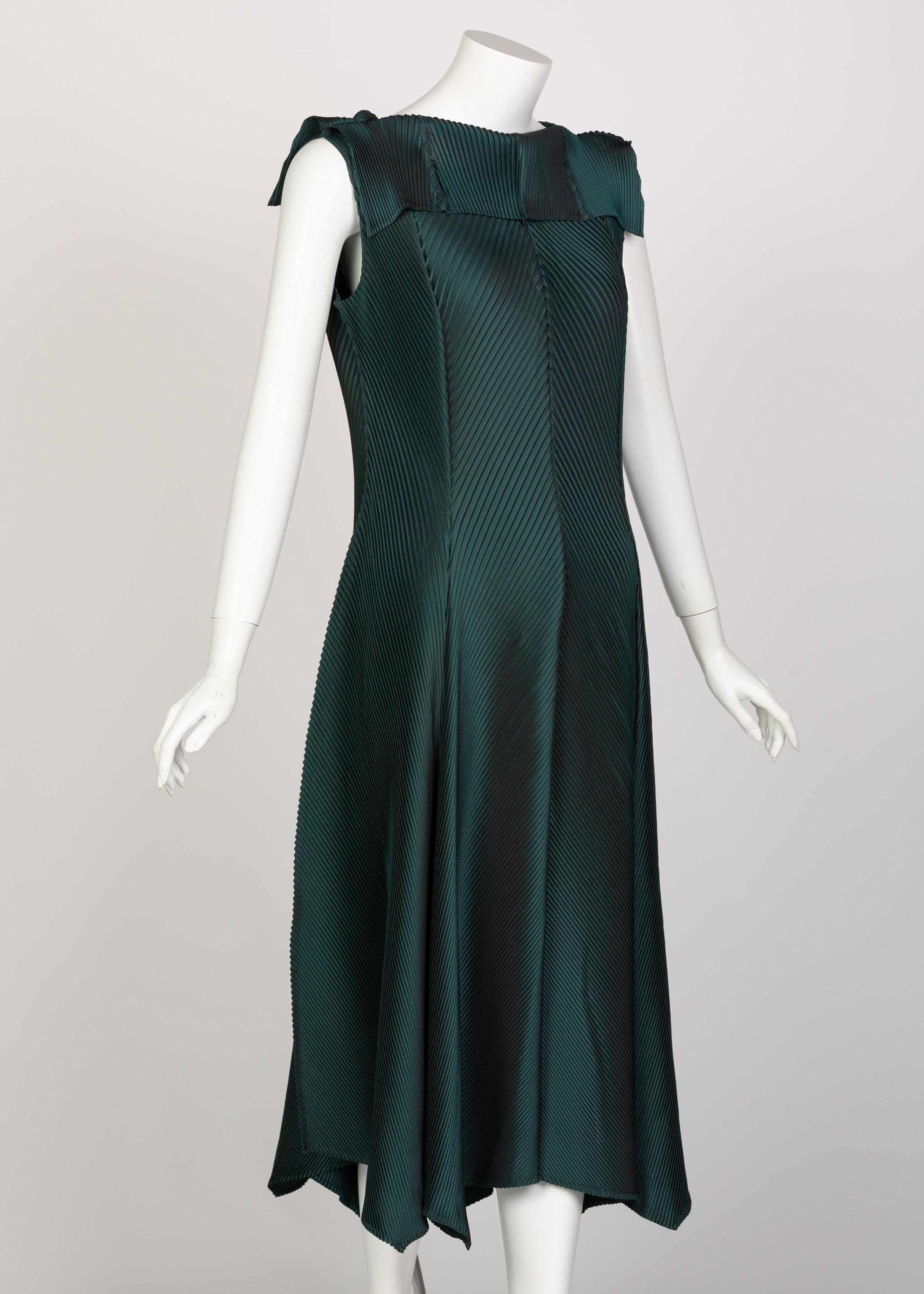 green pleated dress