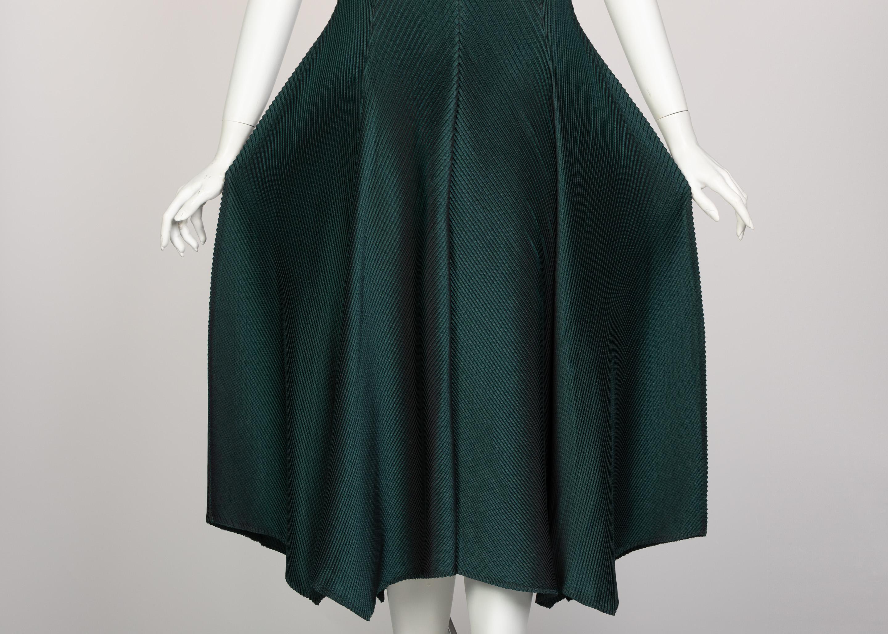 Issey Miyake Blue Green Pleated Sleeveless Dress 1