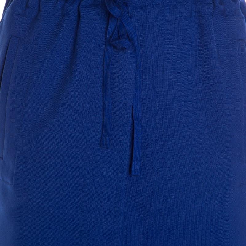Issey Miyake Blue Split Tie Front Elasticized Waist Loose Pants S 2