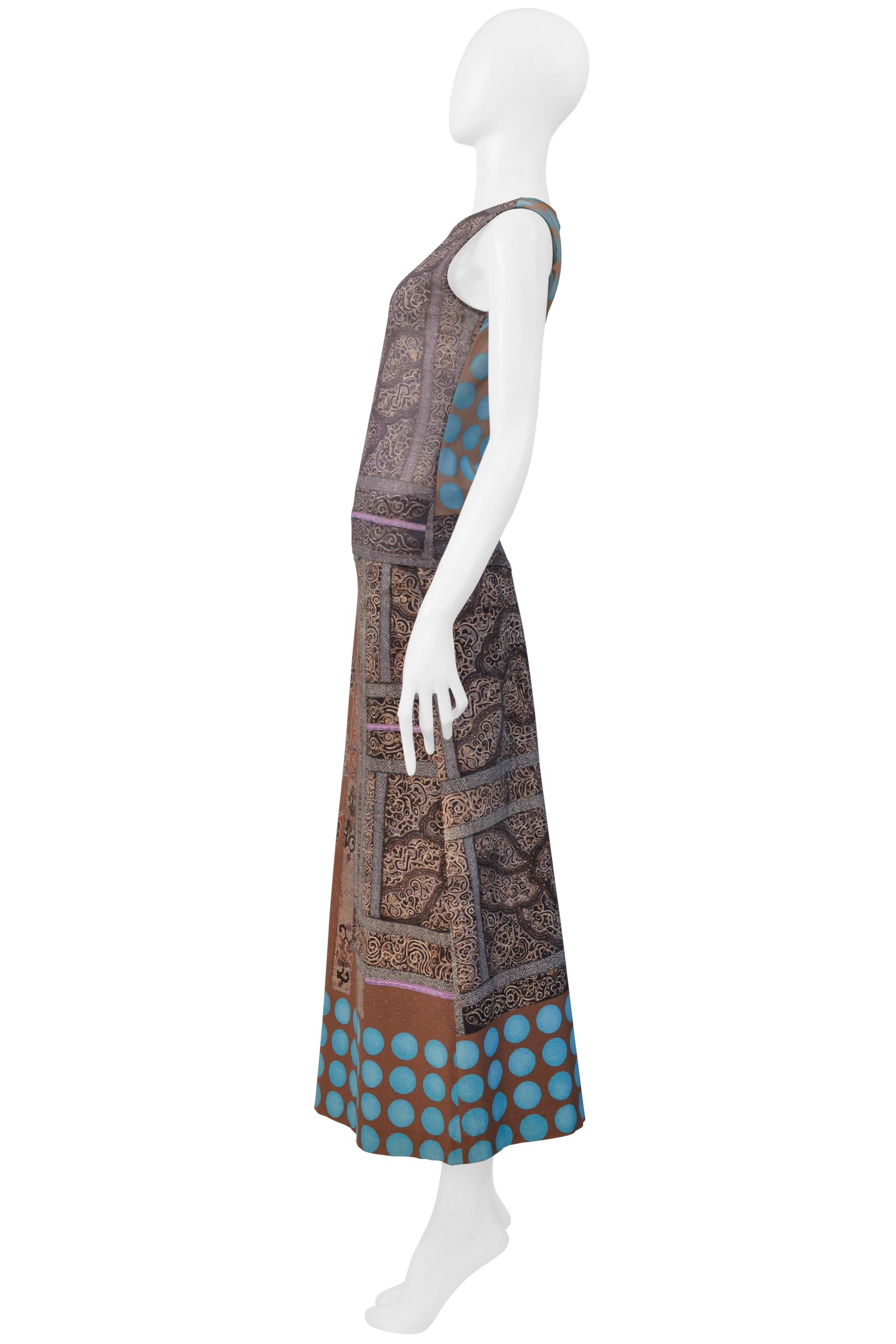 Issey Miyake Gonna blu/tronco con paisley del Kashmir e pois 2001 In condizioni ottime in vendita a Los Angeles, CA