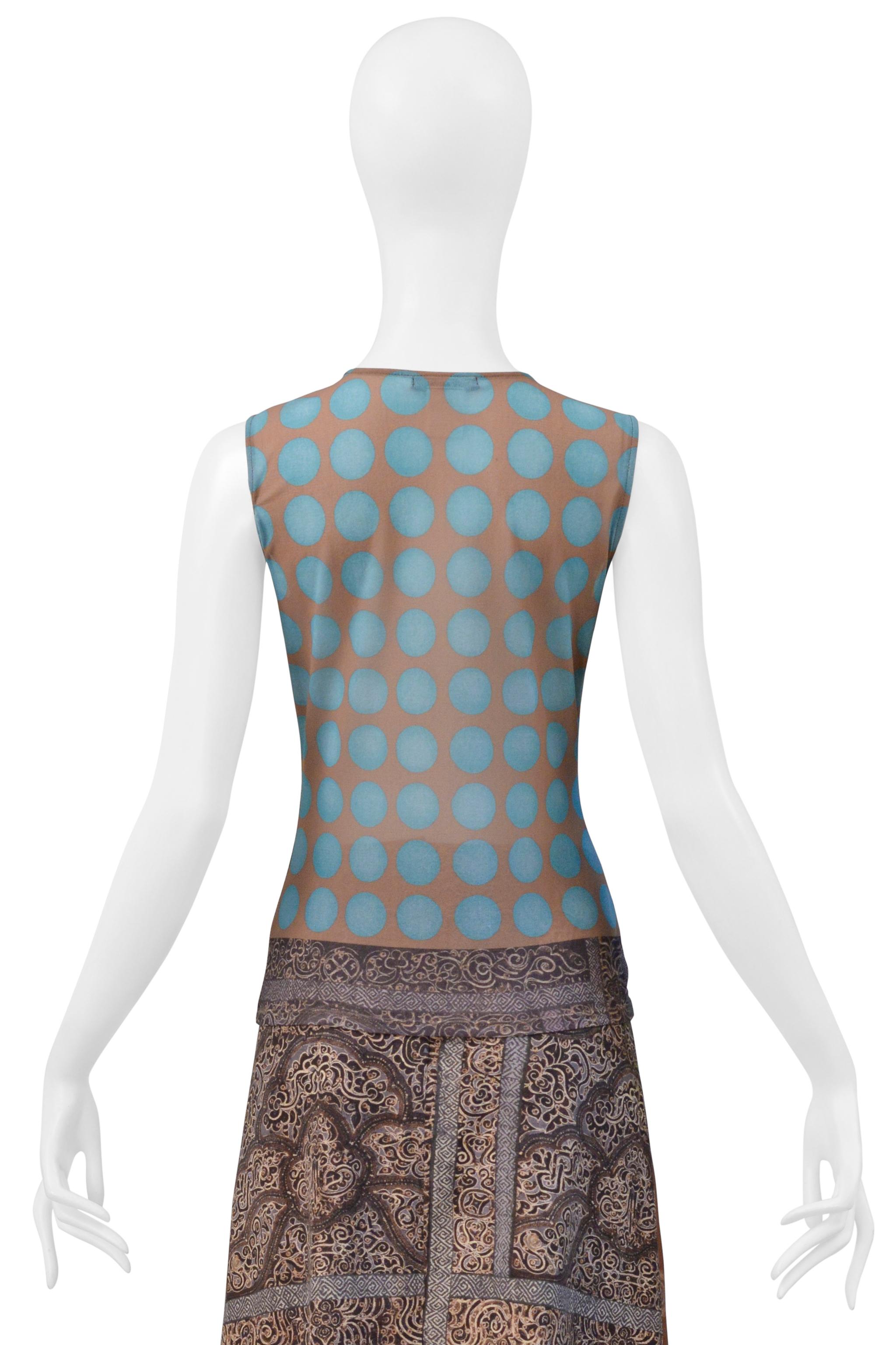 Donna Issey Miyake Gonna blu/tronco con paisley del Kashmir e pois 2001 in vendita