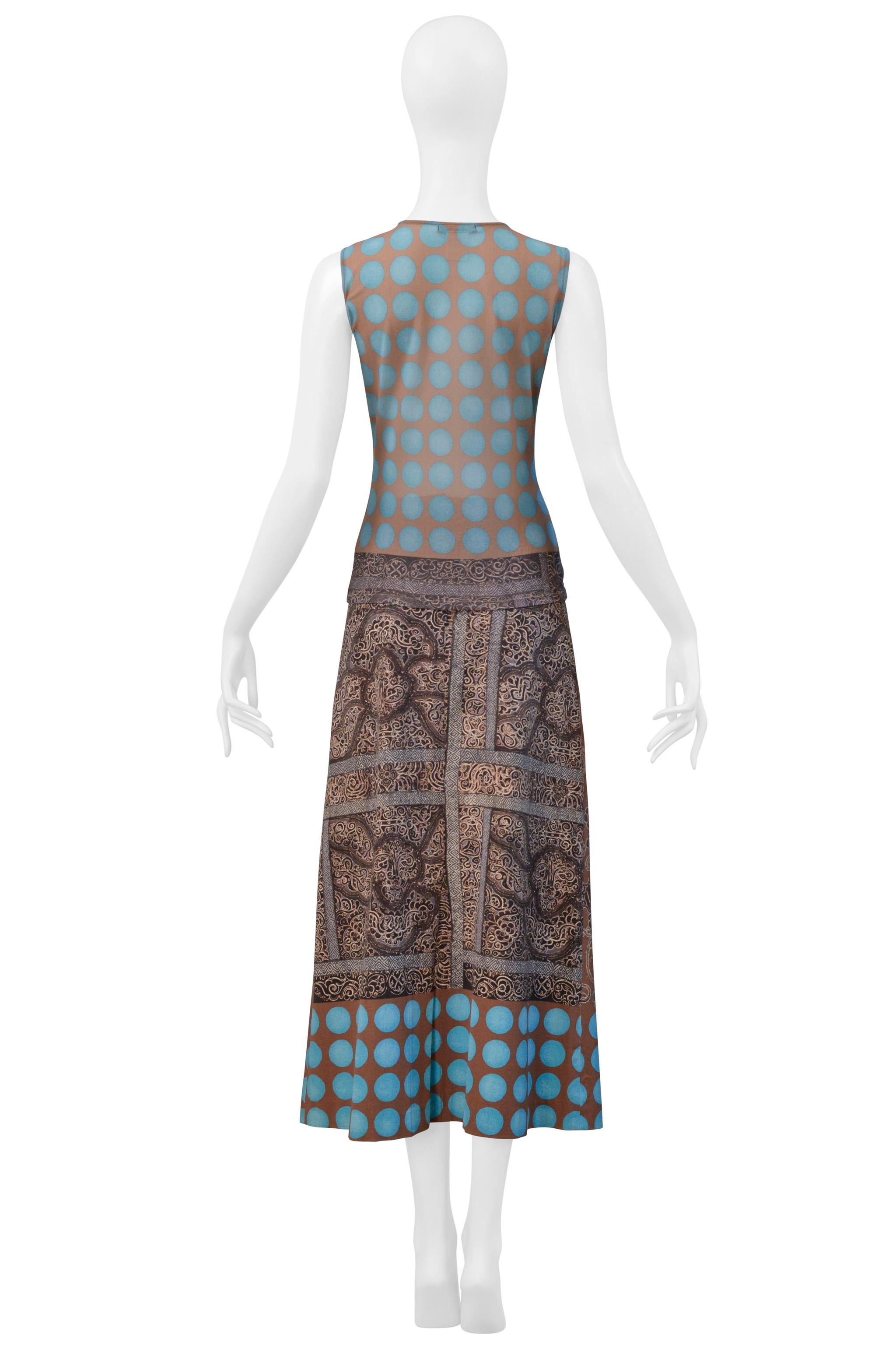 Issey Miyake Gonna blu/tronco con paisley del Kashmir e pois 2001 in vendita 1