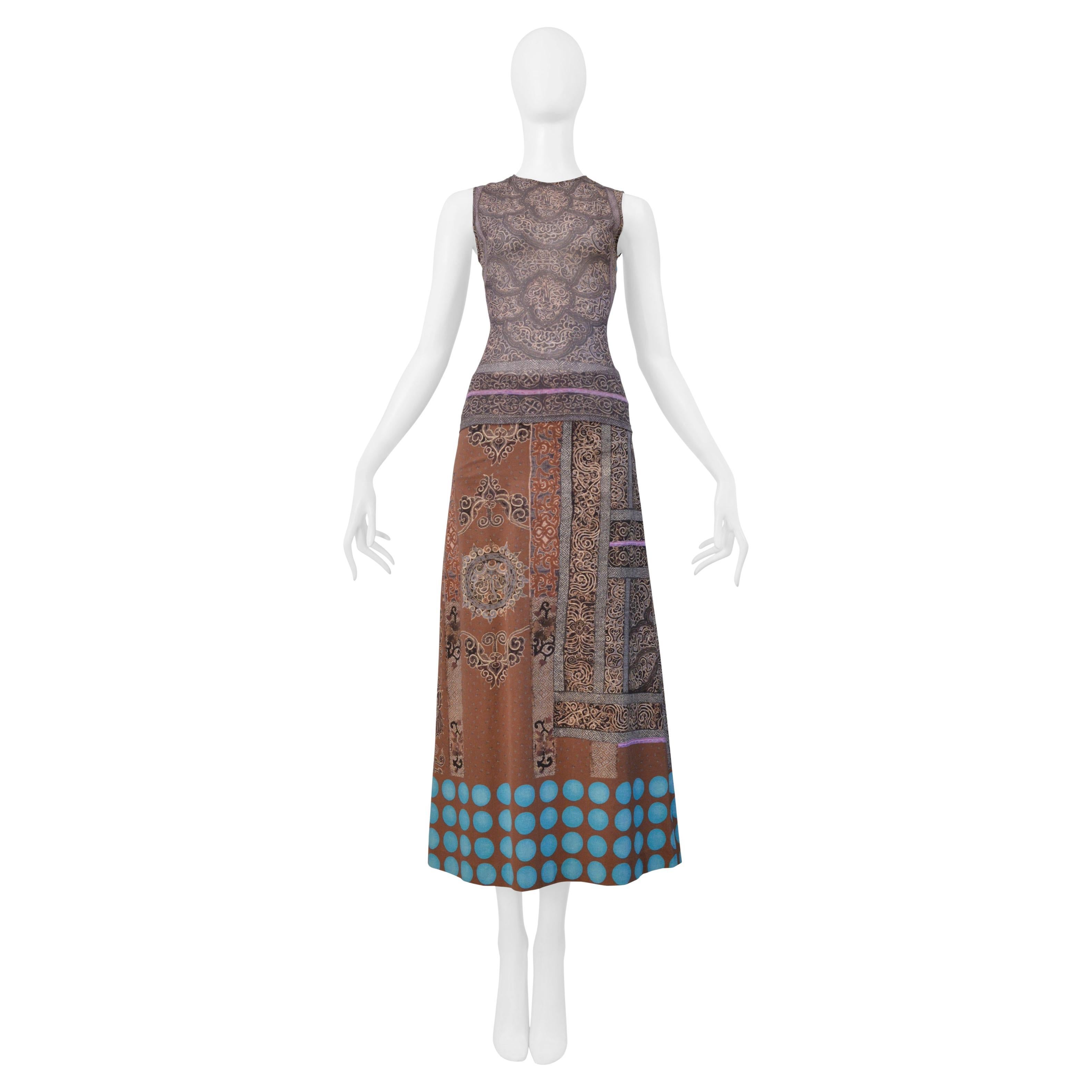 Issey Miyake Gonna blu/tronco con paisley del Kashmir e pois 2001