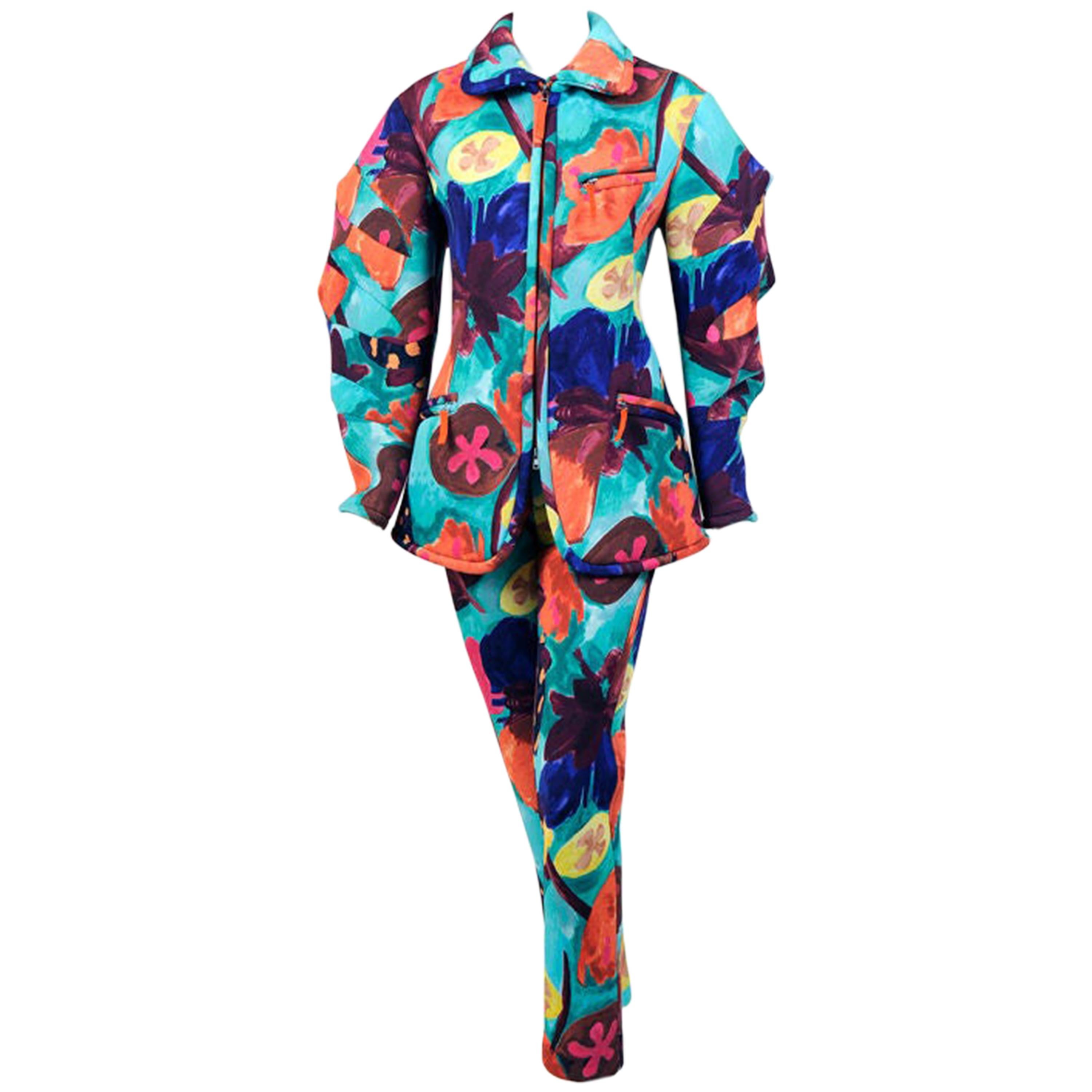 Issey Miyake Brightly Colored Zip Front Jacket and Pants 