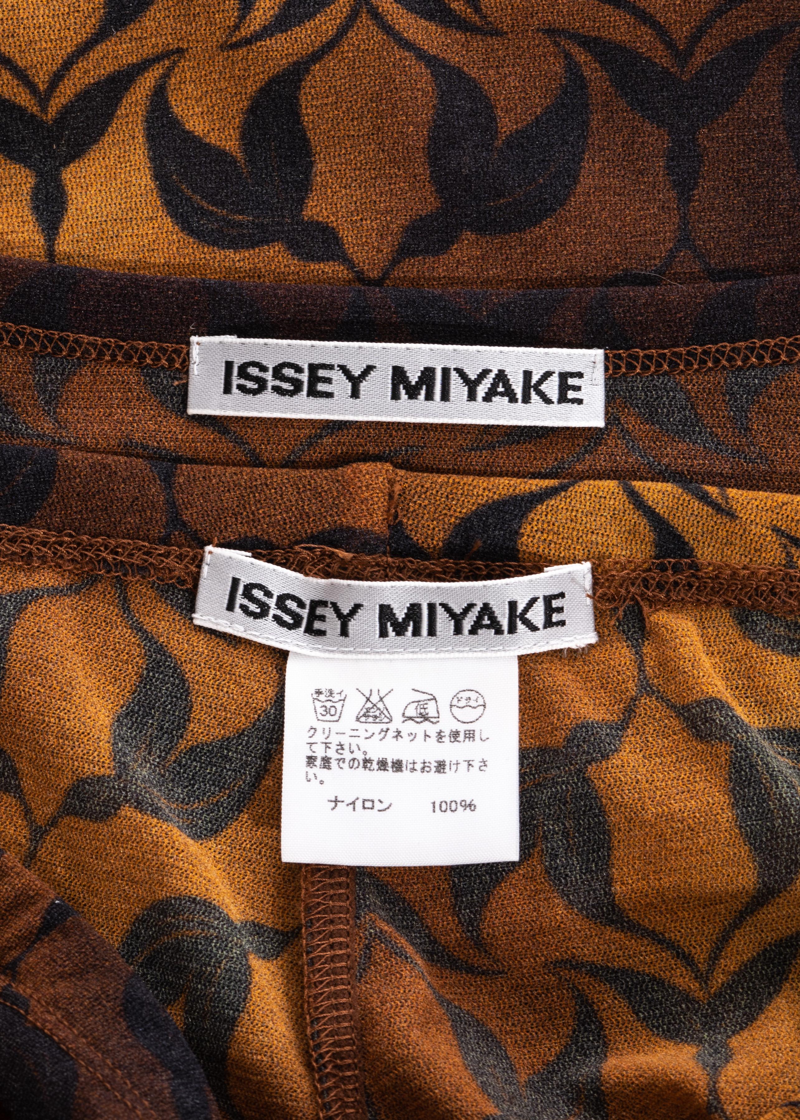 Issey Miyake brown acid wash nylon mesh leggings and top set, fw 2006 1