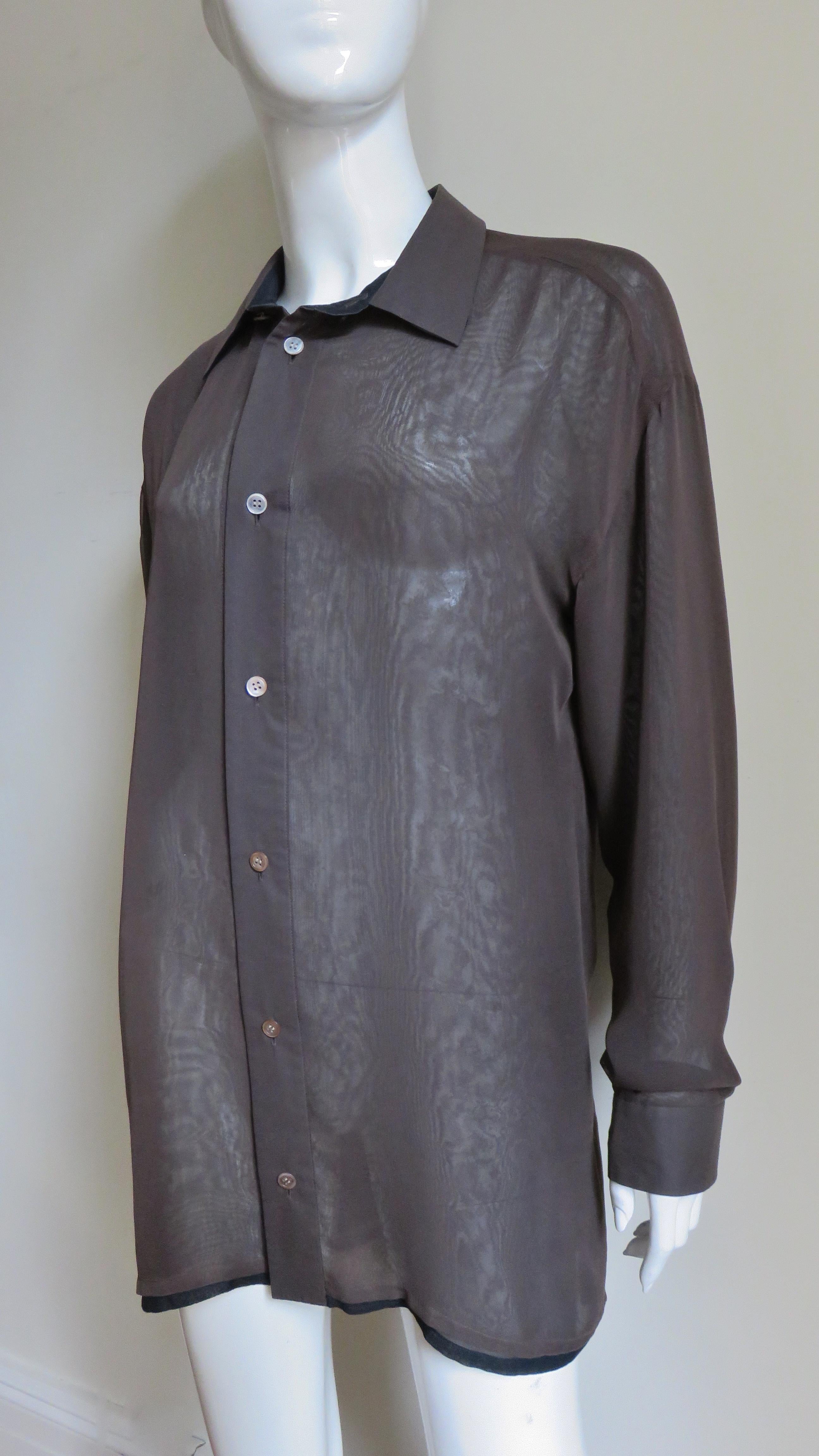  Issey Miyake Double Layer Shirt In Excellent Condition For Sale In Water Mill, NY