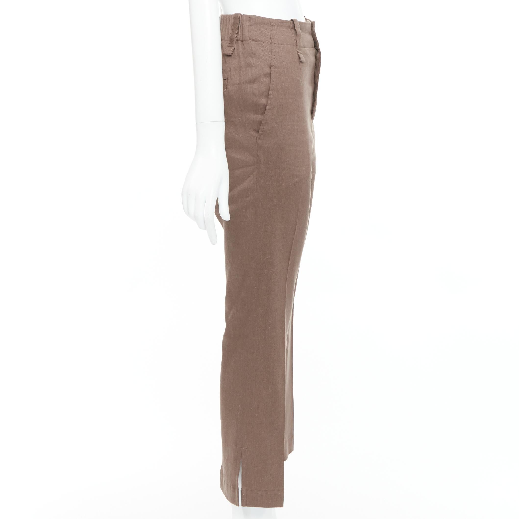 Issey Miyake - Pantaloni a vita alta in misto lino marrone JP1 S In condizioni buone in vendita a Hong Kong, NT