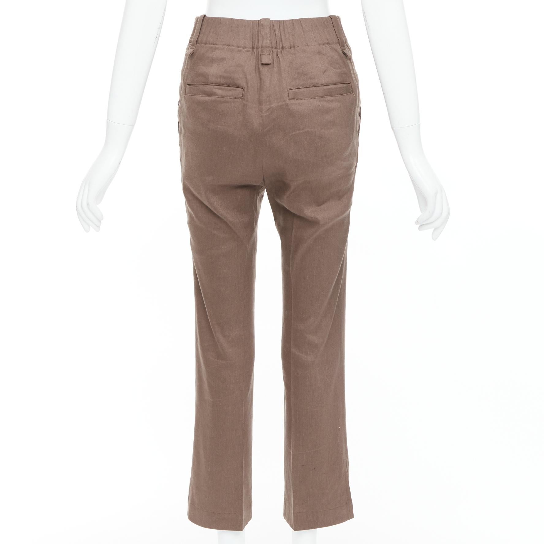 Donna Issey Miyake - Pantaloni a vita alta in misto lino marrone JP1 S in vendita