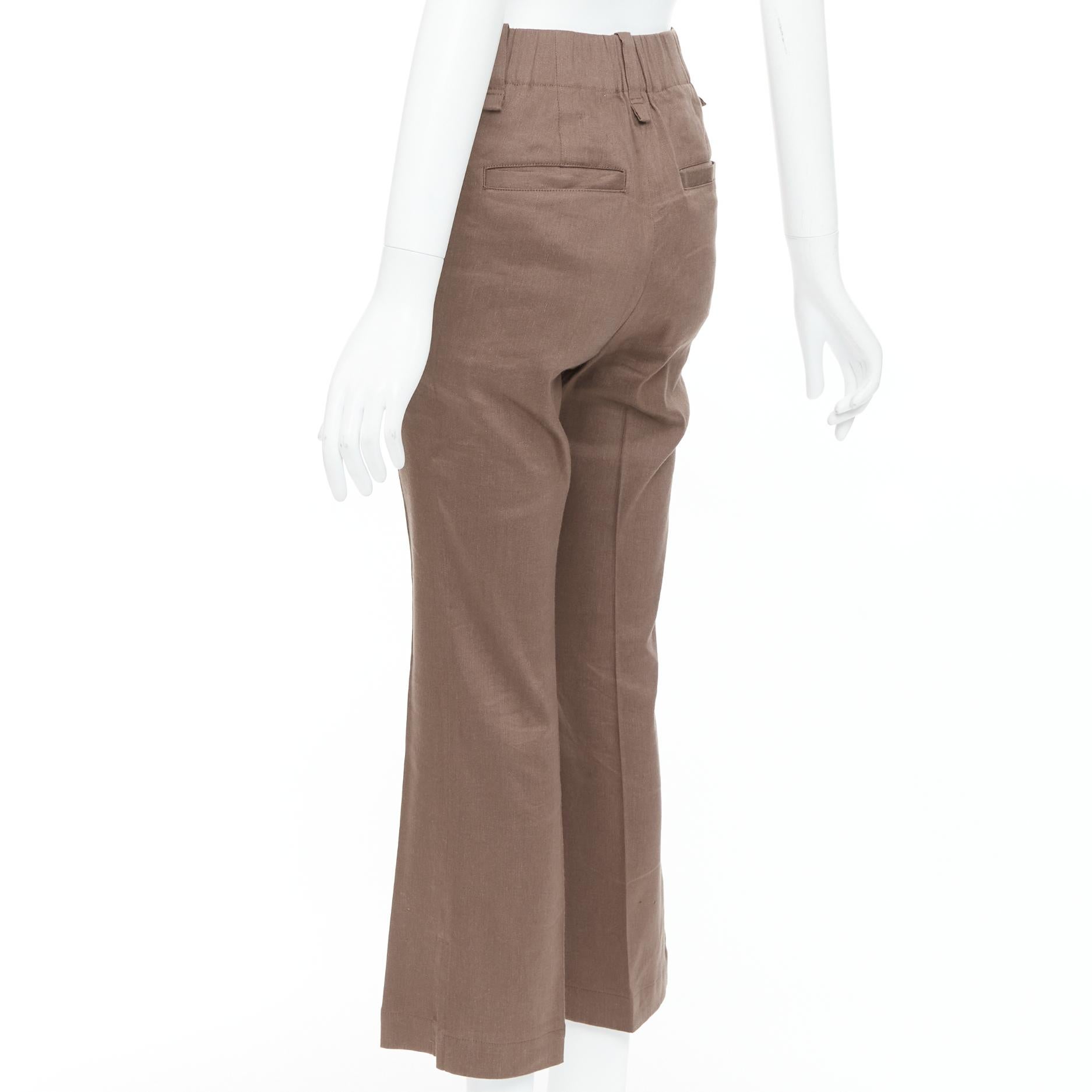 Issey Miyake - Pantaloni a vita alta in misto lino marrone JP1 S in vendita 1
