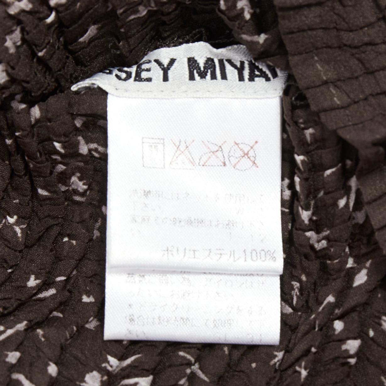 ISSEY MIYAKE brown speckle crinkled collared cropped shirt top M For Sale 3