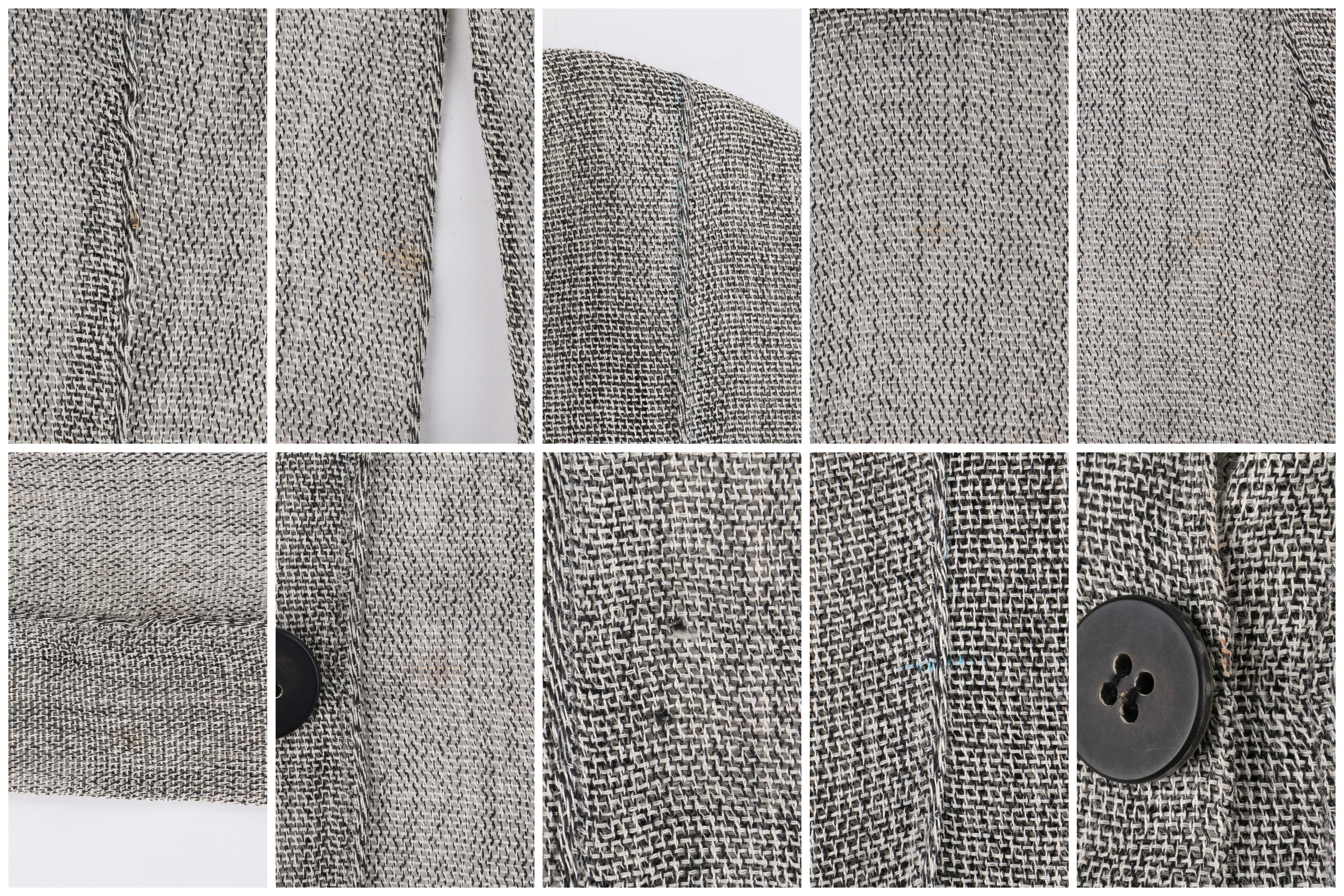 ISSEY MIYAKE c.1990 Heathered Gray Linen Flared Cutout Hem Sheer Knit Blazer Top 3