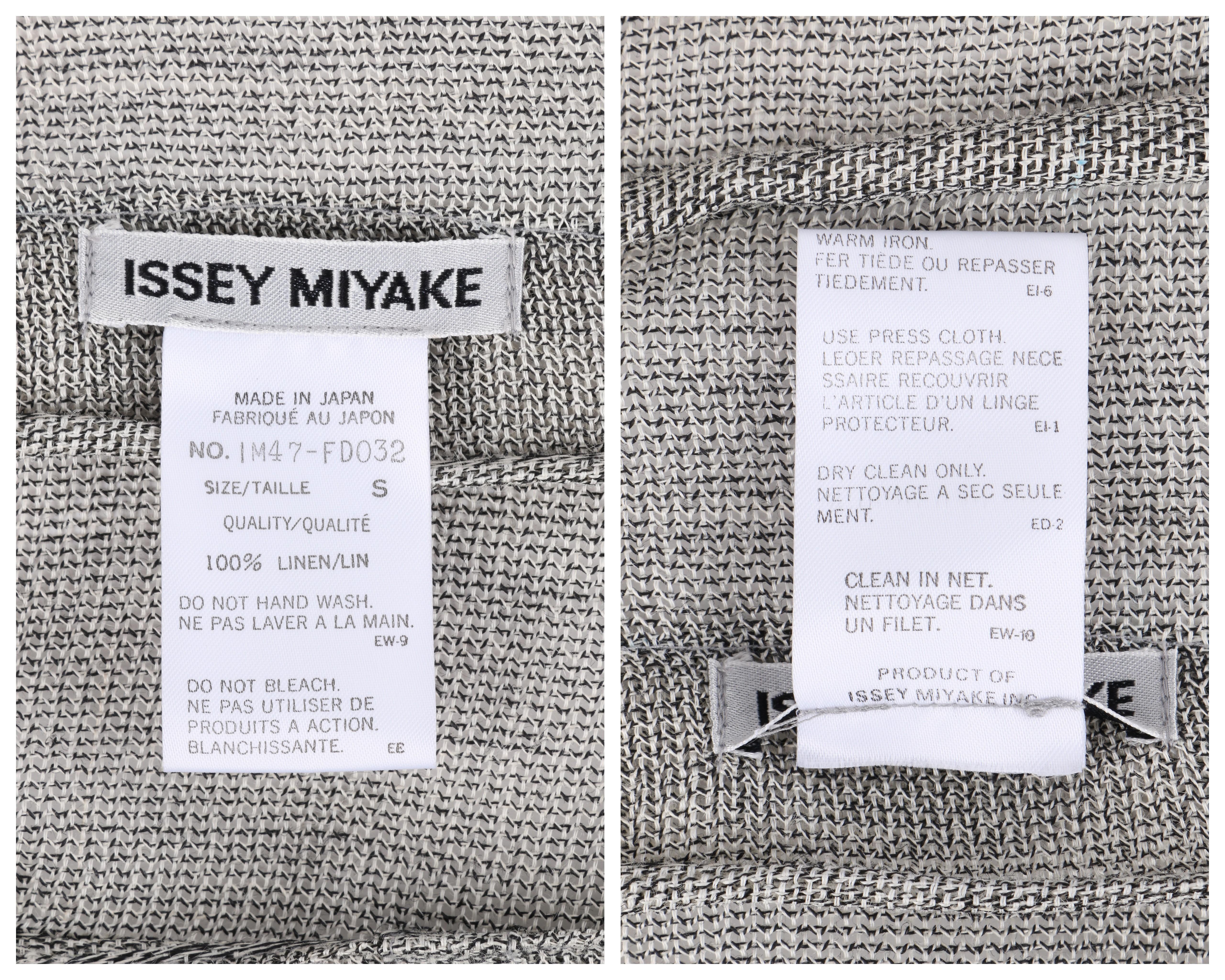 ISSEY MIYAKE c.1990 Heathered Gray Linen Flared Cutout Hem Sheer Knit Blazer Top 1