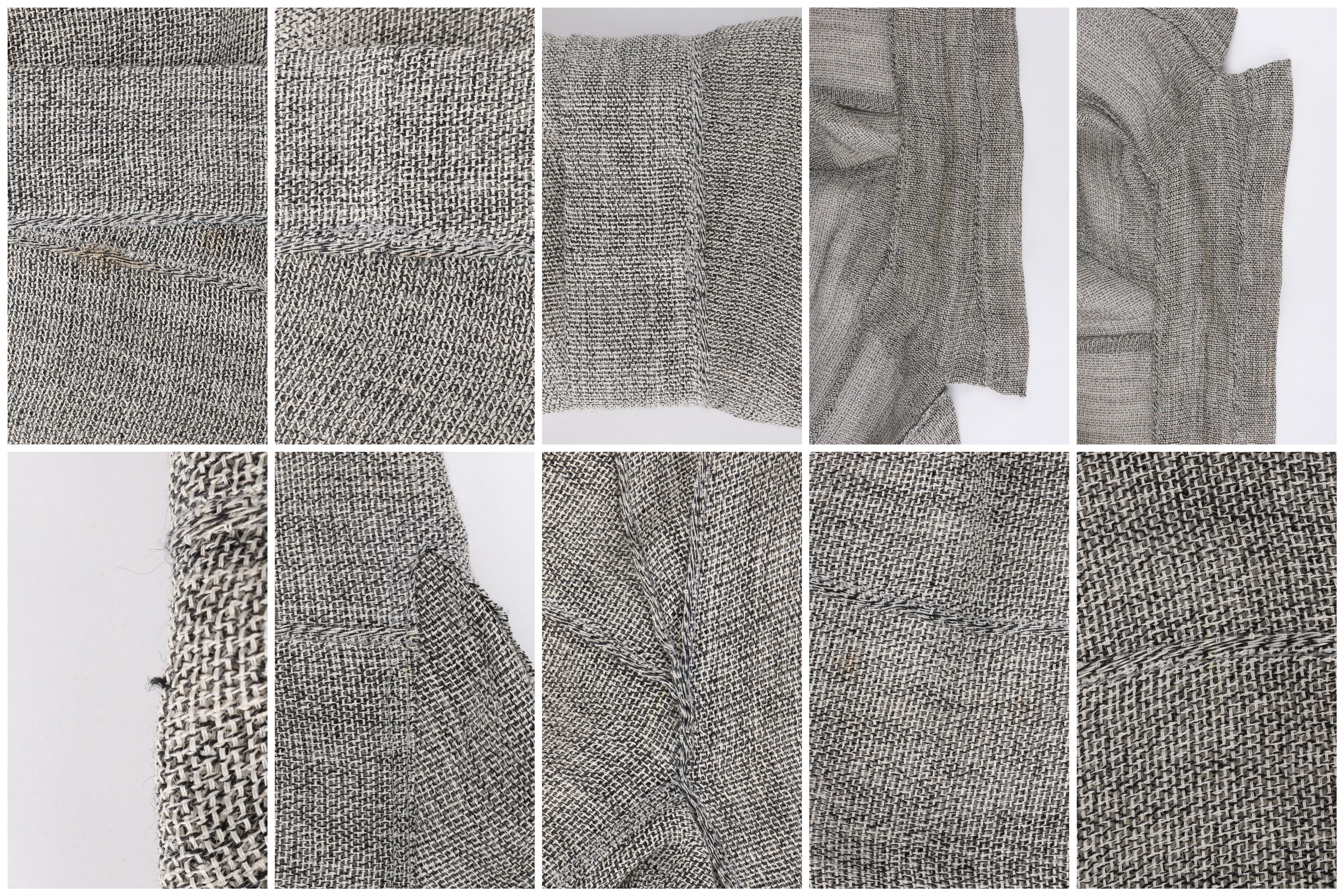 ISSEY MIYAKE c.1990 Heathered Gray Linen Flared Cutout Hem Sheer Knit Blazer Top 2