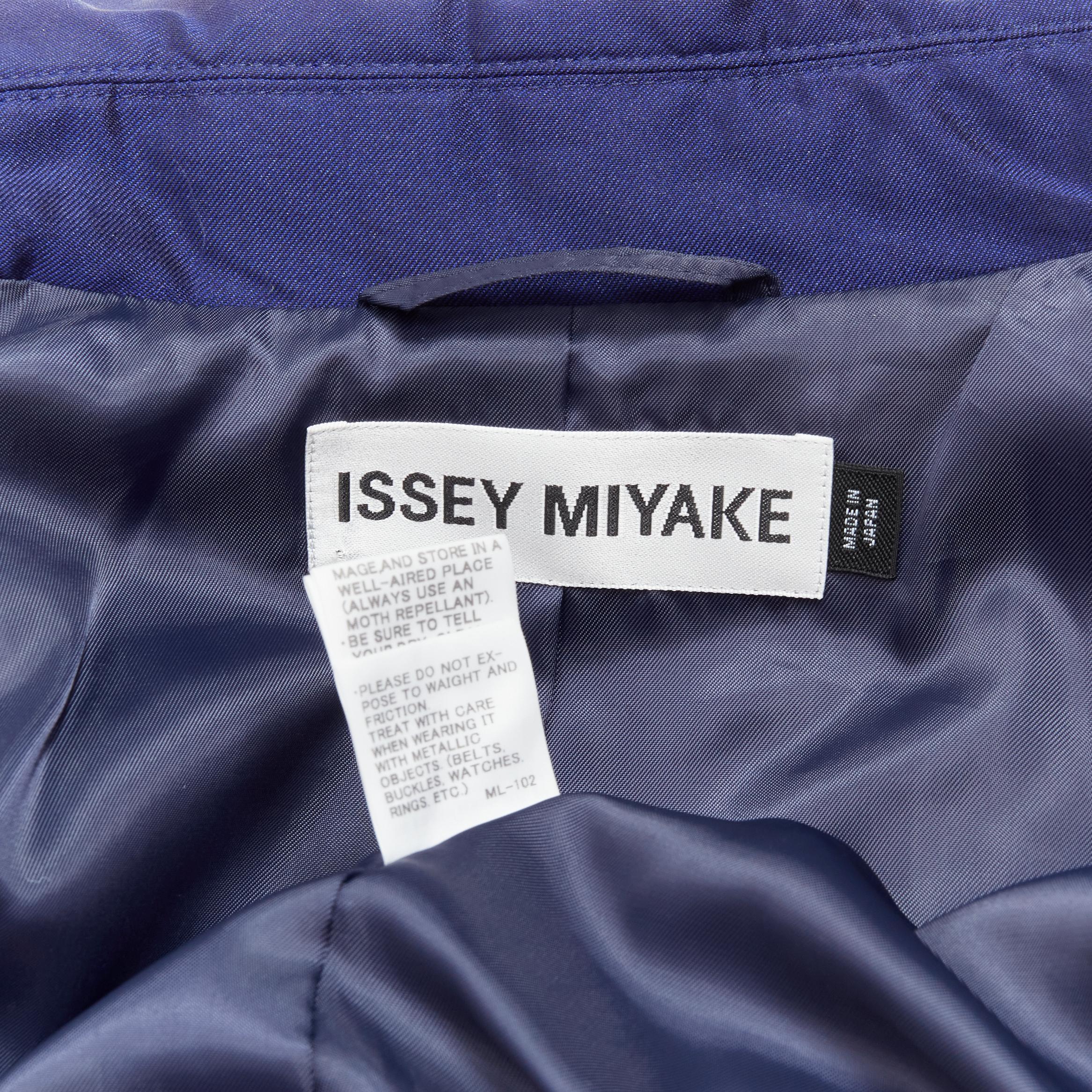 ISSEY MIYAKE cobalt blue taffeta tweed multi texture cocoon jacket coat M For Sale 7