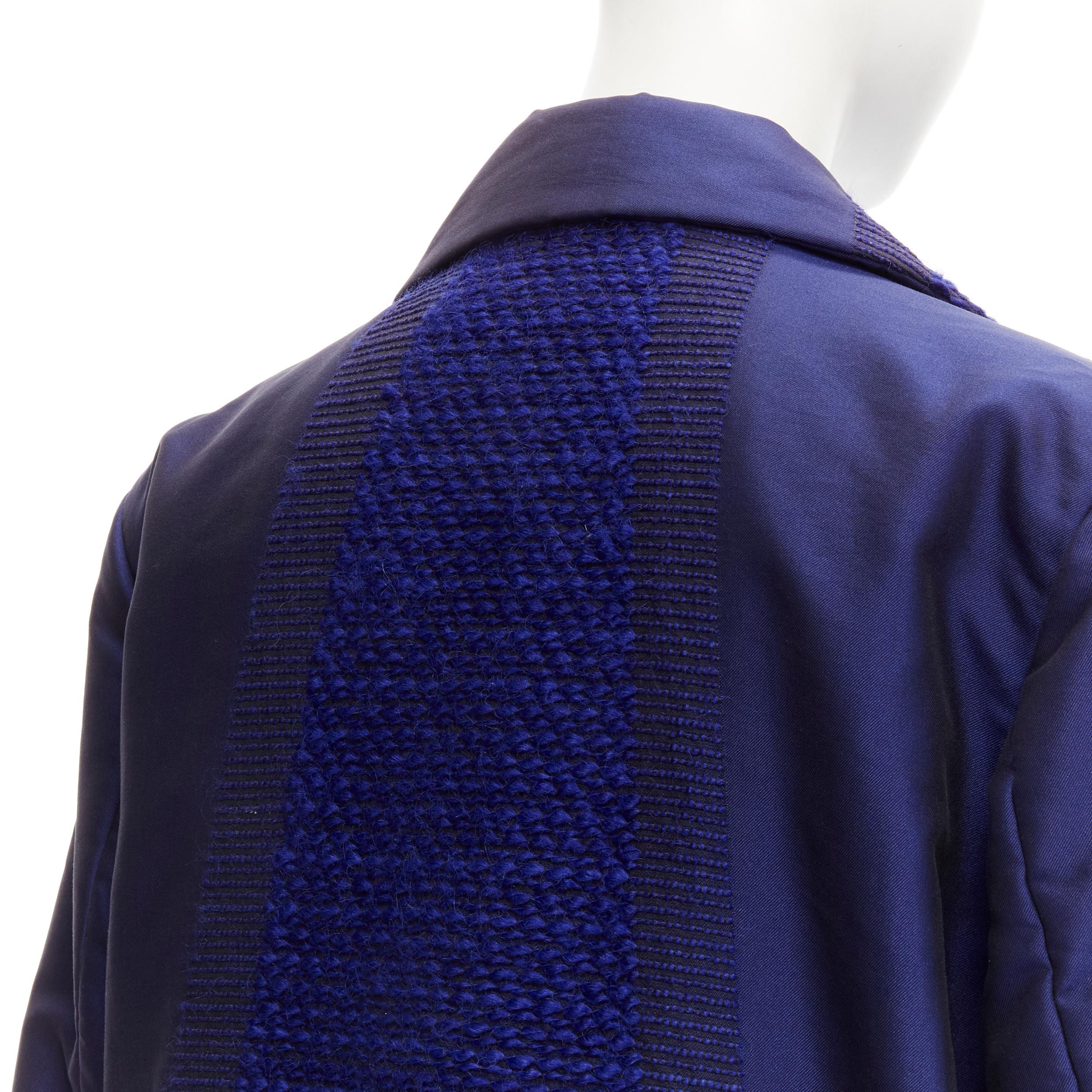 Issey Miyake, giacca a bozzolo in taffettà blu cobalto e tweed a trama multipla M in vendita 4