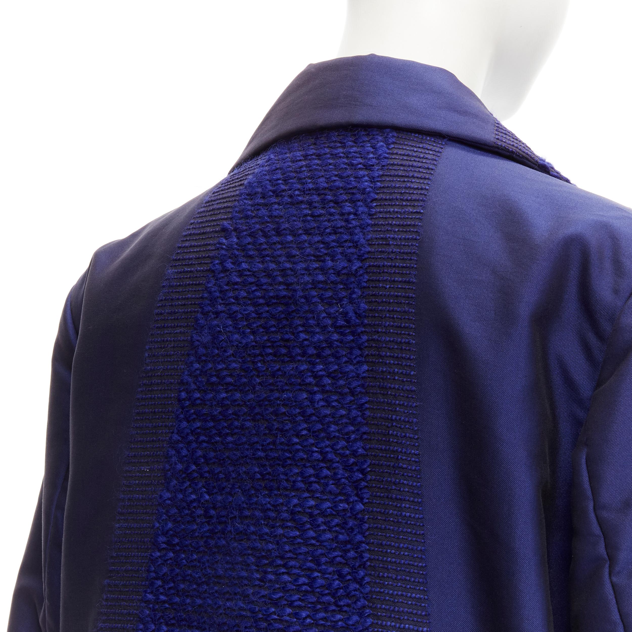 ISSEY MIYAKE cobalt blue taffeta tweed multi texture cocoon jacket coat M For Sale 5