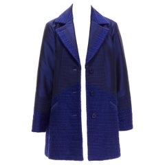 ISSEY MIYAKE cobalt blue taffeta tweed multi texture cocoon jacket coat M