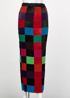 Issey Miyake Colorblock Woven Ribbon Skirt, 1990s