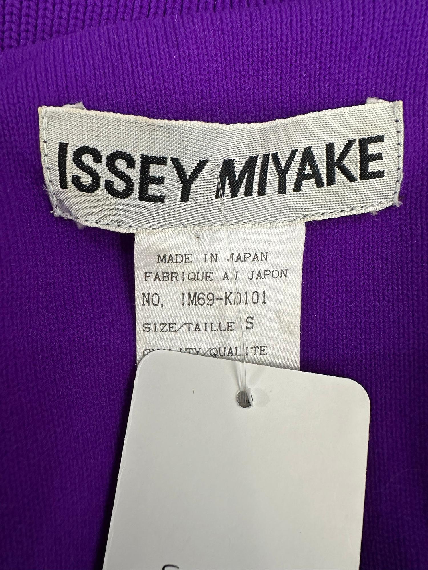 Issey Miyake Colour Block Nylon Knit Jacket in Acid Green Brown & Purple Small For Sale 9