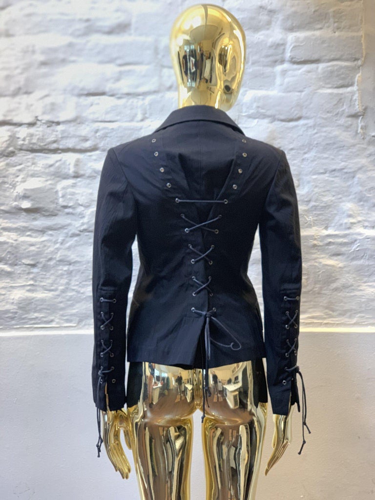 Issey Miyake Corset Leather Tie Jacket For Sale at 1stDibs