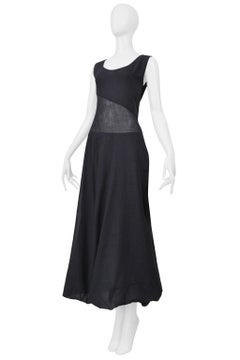 Issey Miyake Dark Gray Sheer Linen Dress With Double Skirt 1999