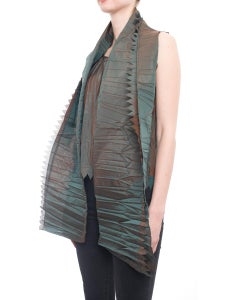 Issey Miyake Dark Green Iridescent Pleat Tank Top and Matching Scarf - M