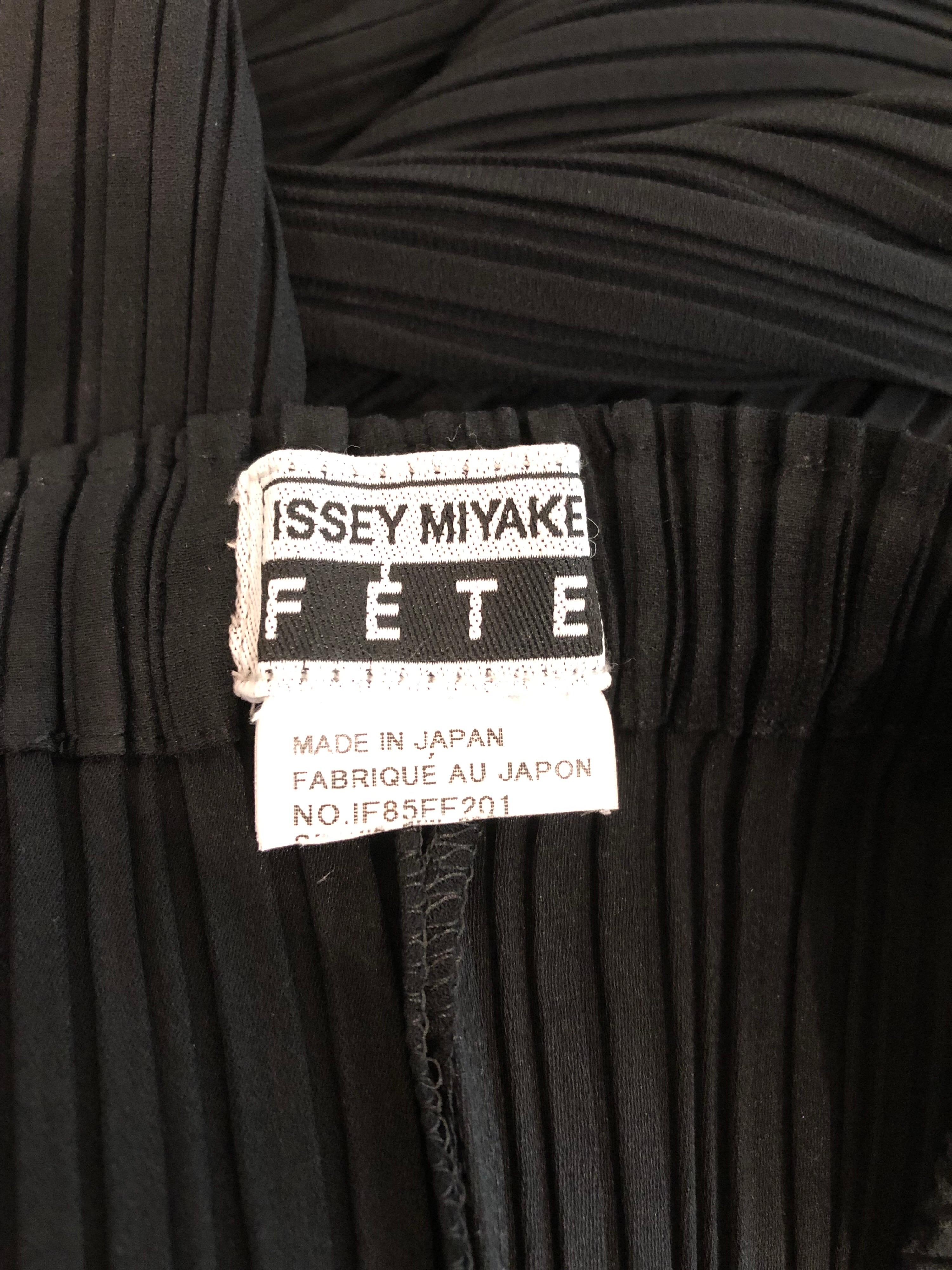 Issey Miyake 1990s Black Fortuny Pleated Wide Leg 90s Trosuers Pants For Sale 4