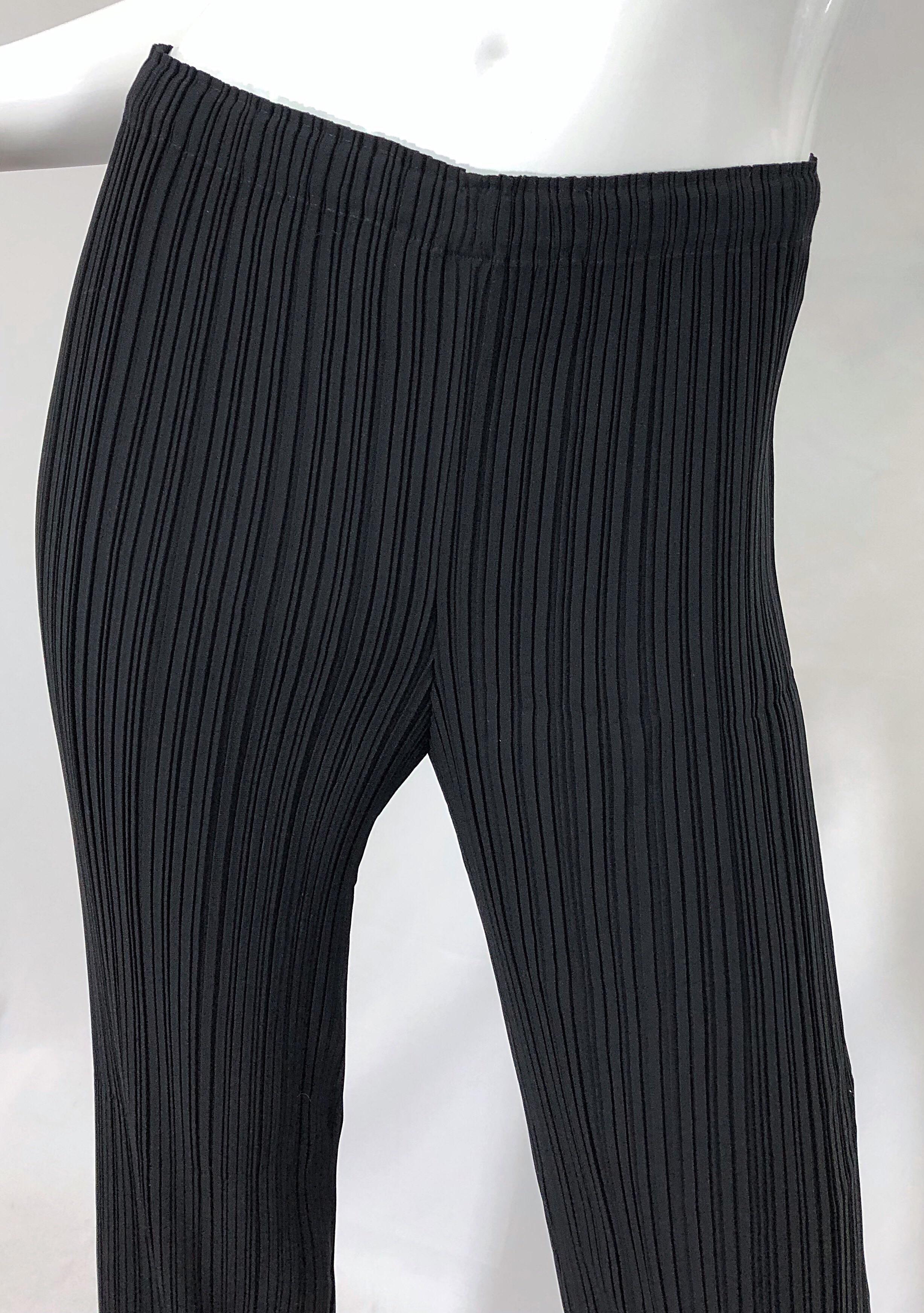 Issey Miyake 1990er Schwarz Fortuny Plissee-Hose mit weitem Bein 90er im Zustand „Hervorragend“ im Angebot in San Diego, CA