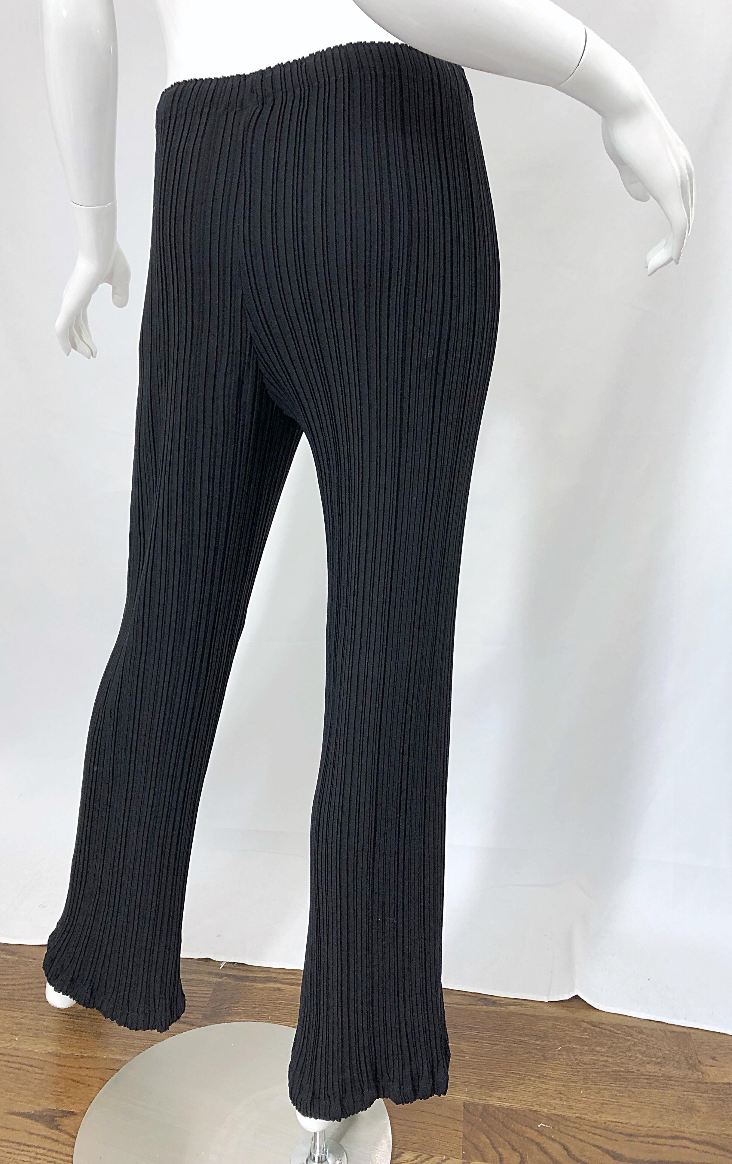 Issey Miyake 1990er Schwarz Fortuny Plissee-Hose mit weitem Bein 90er Damen im Angebot