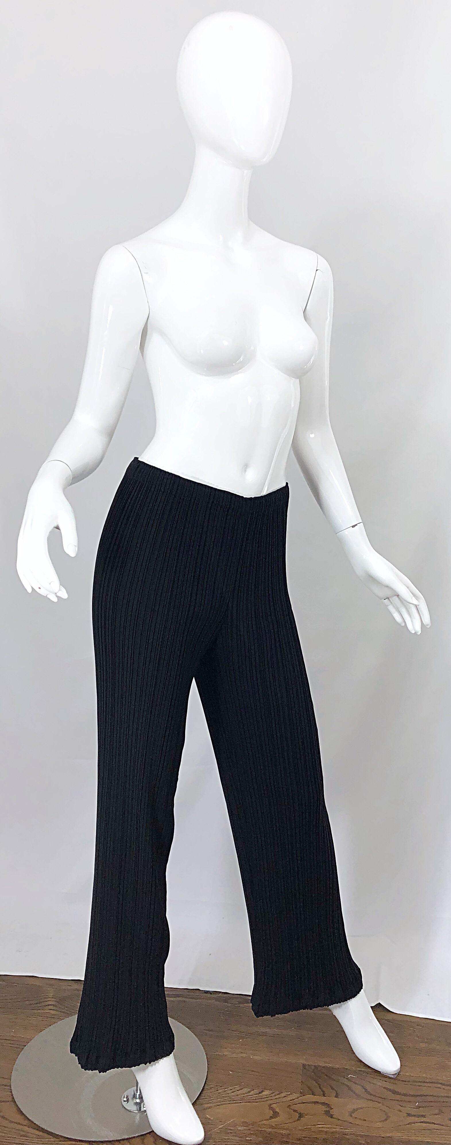 Issey Miyake 1990er Schwarz Fortuny Plissee-Hose mit weitem Bein 90er im Angebot 1