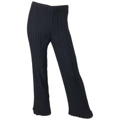 Vintage Issey Miyake 1990s Black Fortuny Pleated Wide Leg 90s Trosuers Pants