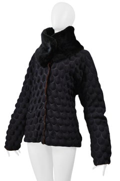 Issey Miyake "Egg Carton" Bubble Jacket With Faux Fur 2000