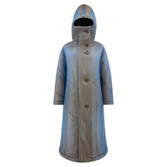 Issey Miyake Fall 1993 Runway Oversized Iridescent Quilted Cocoon Coat with Hood
